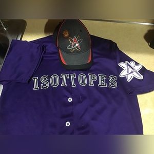 Albuquerque Isotopes baseball purple unisex youth extra large jersey and hat set